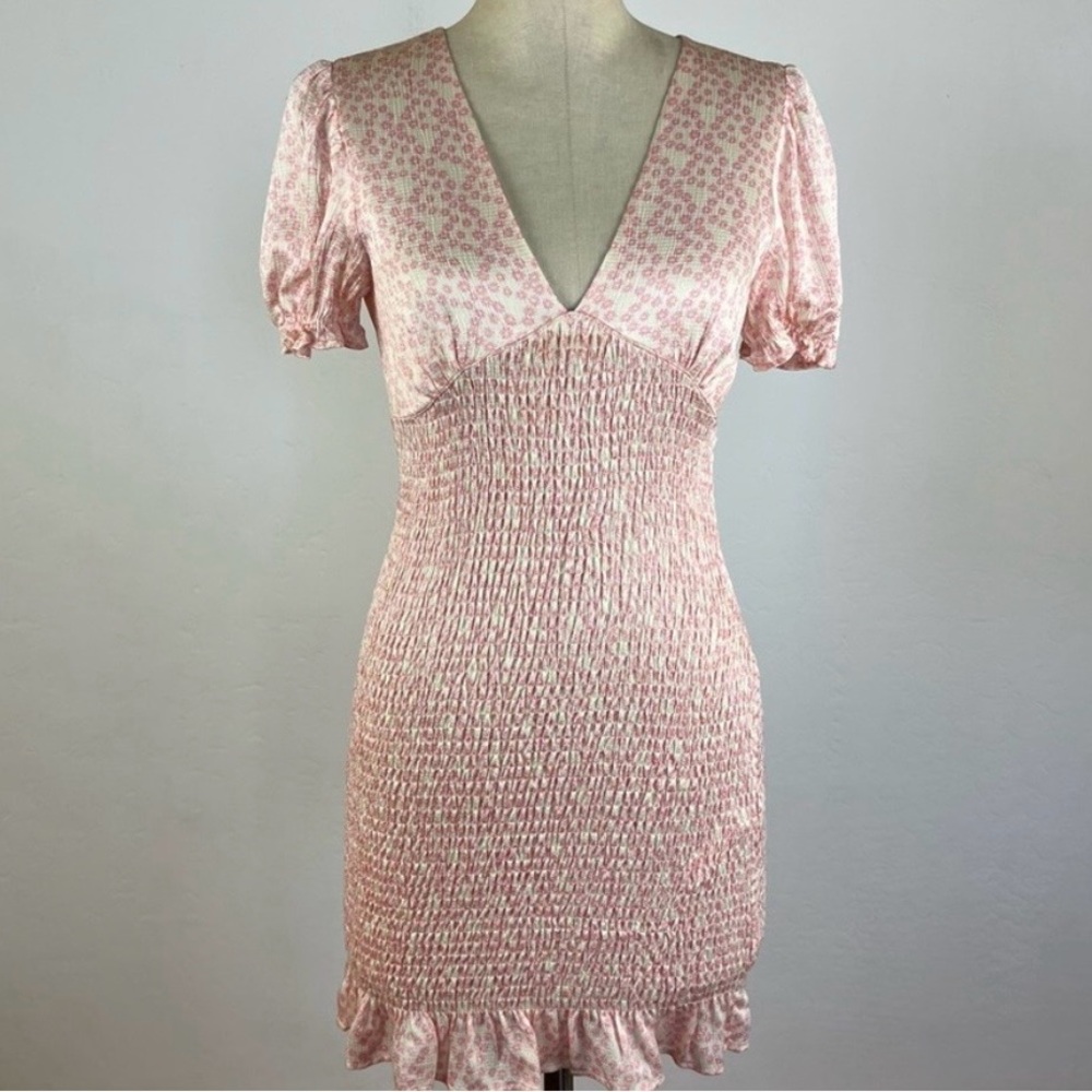 Zara Pink Floral Smocked Mini Dress